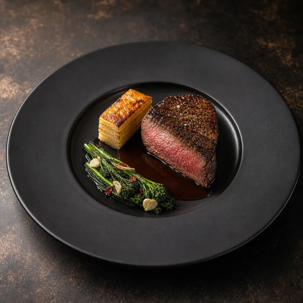 Beef fillet and steak plating idea by PlatingStudio